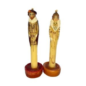 Vintage Candles Man Woman Standing King Queen Royalty Set Of 2 Royal Family‎